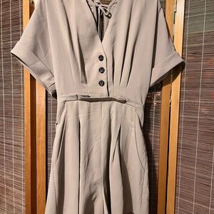 Chic Beige Button-Down Romper